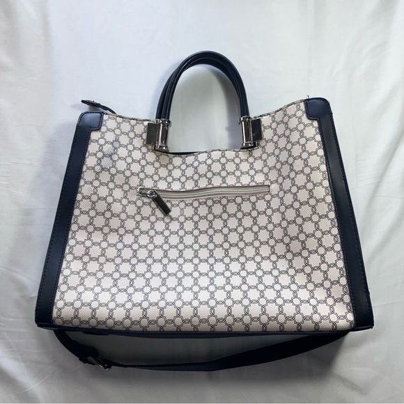 Ivanka Trump Black and Cream Structured Monogram Bag - Picture 3 of 16